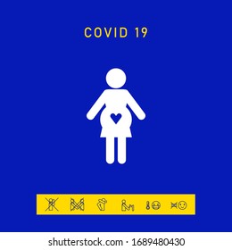 Pregnant woman icon with heart. Graphic elements for your design