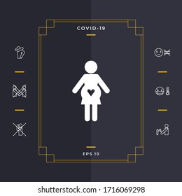 Pregnant woman icon with heart. Graphic elements for your design
