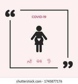 Pregnant woman icon with heart. Graphic elements for your design