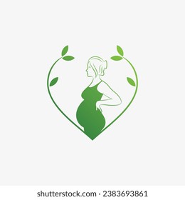 Pregnant woman icon logo design vector illustration with creative element concept