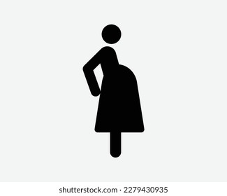 Pregnant Woman Icon Pregnancy Lady Girl Person Stick Figure Vector Black White Silhouette Symbol Sign Graphic Clipart Artwork Illustration Pictogram