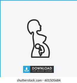pregnant woman icon. simple outline pregnant woman vector icon. on white background.