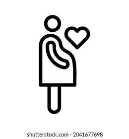 Pregnant woman icon. Stroke outline style. Vector. Isolate on white background.