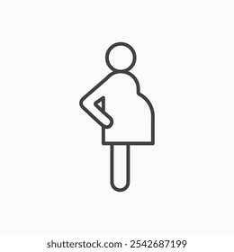 Pregnant woman icon in thin black lines