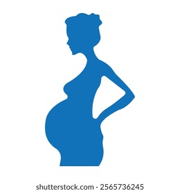 Pregnant woman icon Thin line illustration set