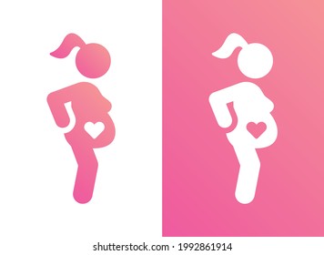 Pregnant woman icon vector illustration in two version.