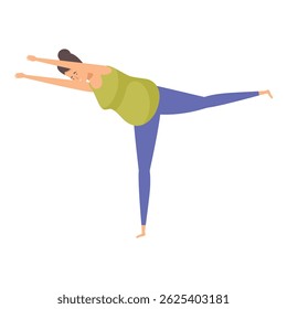 Pregnant woman is improving her balance and strength by practicing yoga