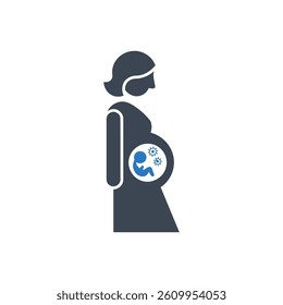 Pregnant Woman Infection Icon On White Background