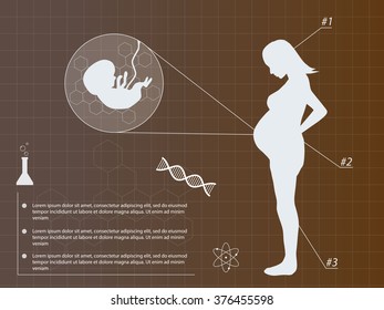 Pregnant woman infographic medicine background