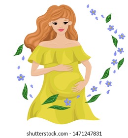 Pregnant woman isolate on a white background. Vector graphics.