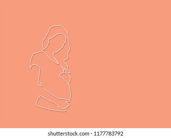 Pregnant woman isolated line drawing, vector illustration design. Maternity collection.
