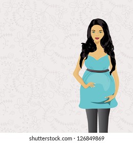 Pregnant woman isolated on white background. Vector