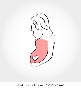 Pregnant woman isolated on white background