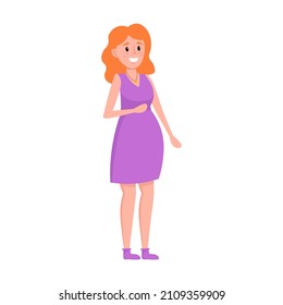Pregnant woman isolated on white background. Vector illustration.