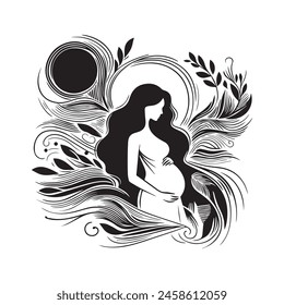 Pregnant woman isolated vector illustration.