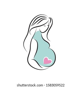 pregnant woman, isolated vector symbol