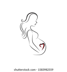 pregnant woman, isolated vector symbol