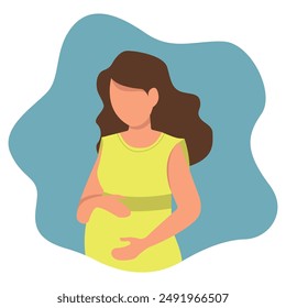 Pregnant woman with leave's background. Concept vector illustration in flat style.