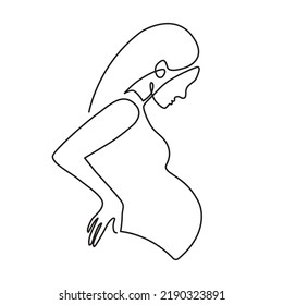 Pregnant woman line art. Woman silhouette. Vector illustration