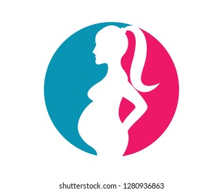 pregnant woman line art symbols template vector