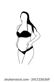 pregnant woman line art symbols vector
