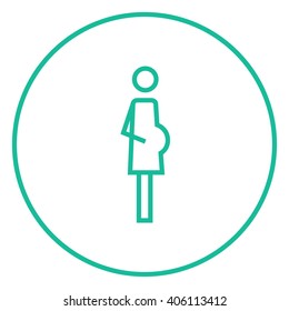 Pregnant woman line icon.