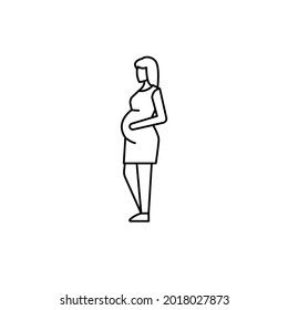 Pregnant woman сolor line icon. Different stages person's life. Pictogram for web page, mobile app, promo. UI UX GUI design element. Editable stroke.