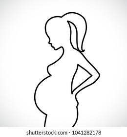 Pregnant woman line icon vector. Women Pregnancy symbol. 