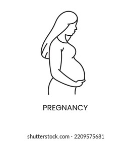 Pregnant woman line icon in vector, illustration of a girl pregnancy.