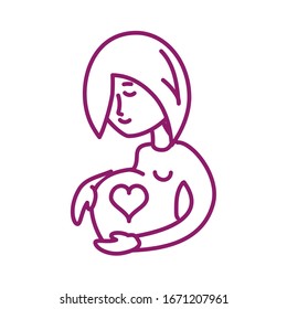 pregnant woman, line style icon vector illustration design