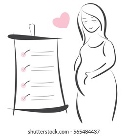 Pregnant woman line vector illustration, Maternity symbol designs