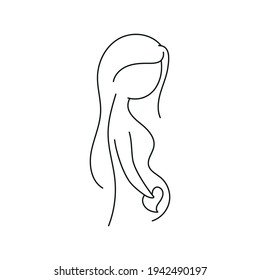 Pregnant woman linear icon. Motherhood. Mather's Day. Thin line customizable illustration. Contour symbol. Vector isolated outline drawing. Editable stroke