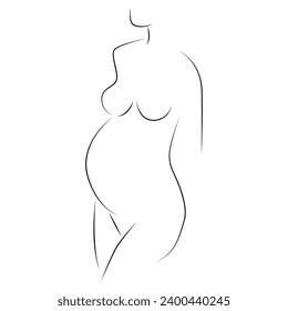 Pregnant woman with lines on a white background. The concept of pregnancy. Illustration of lines.