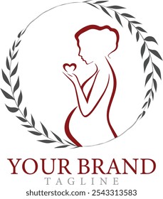 Pregnant woman logo design with creative concept Vector symbol template.