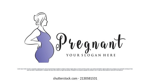 Pregnant woman logo design illustration with creative concept Premium Vector