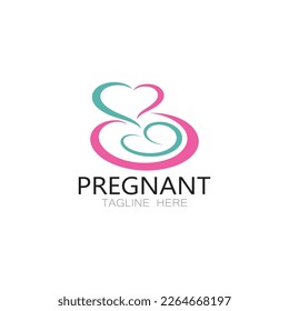 pregnant woman logo design illustration icon template vector , abstract minimalist simple, for childbirth, maternity clinic, pregnant fashion, pregnant photos,with modern concepts