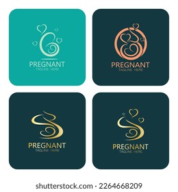 pregnant woman logo design illustration icon template vector , abstract minimalist simple, for childbirth, maternity clinic, pregnant fashion, pregnant photos,with modern concepts