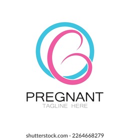 pregnant woman logo design illustration icon template vector , abstract minimalist simple, for childbirth, maternity clinic, pregnant fashion, pregnant photos,with modern concepts