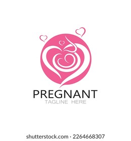 pregnant woman logo design illustration icon template vector , abstract minimalist simple, for childbirth, maternity clinic, pregnant fashion, pregnant photos,with modern concepts