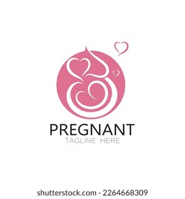 pregnant woman logo design illustration icon template vector , abstract minimalist simple, for childbirth, maternity clinic, pregnant fashion, pregnant photos,with modern concepts