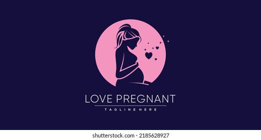 Pregnant woman logo modern flat design illustration Premium Vector