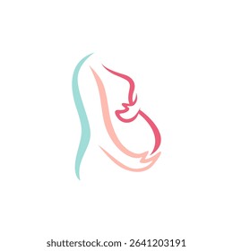 Pregnant Woman. Logo of Pregnancy. Minimalist illustration for mother day