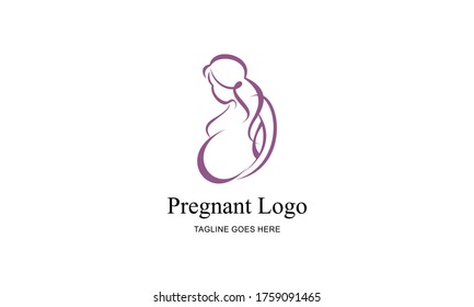 Pregnancy Logo Design Template Line Art Stock Vector (Royalty Free ...