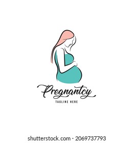 Pregnant woman logo vector design, vector illustration