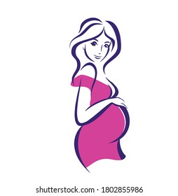 Pregnant Woman logo vector icon template for pregnancy symptom concepts.