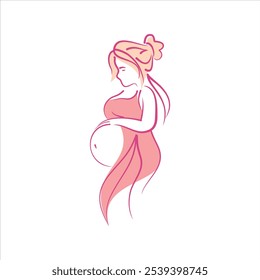 Pregnant Woman logo vector icon template for health and pre-wedding photo concept.