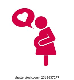 Pregnant woman loving baby icon. Vector.