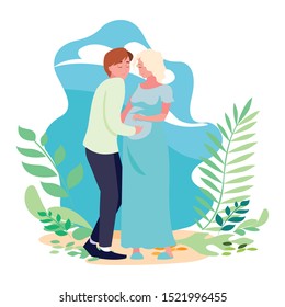 Pregnant woman and man design, Couple family love pregnancy maternity and expecting theme Vector illustration