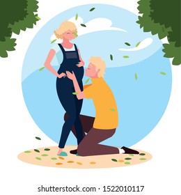 Pregnant woman and man design, Couple family love pregnancy maternity and expecting theme Vector illustration