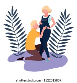 Pregnant woman and man design, Couple family love pregnancy maternity and expecting theme Vector illustration